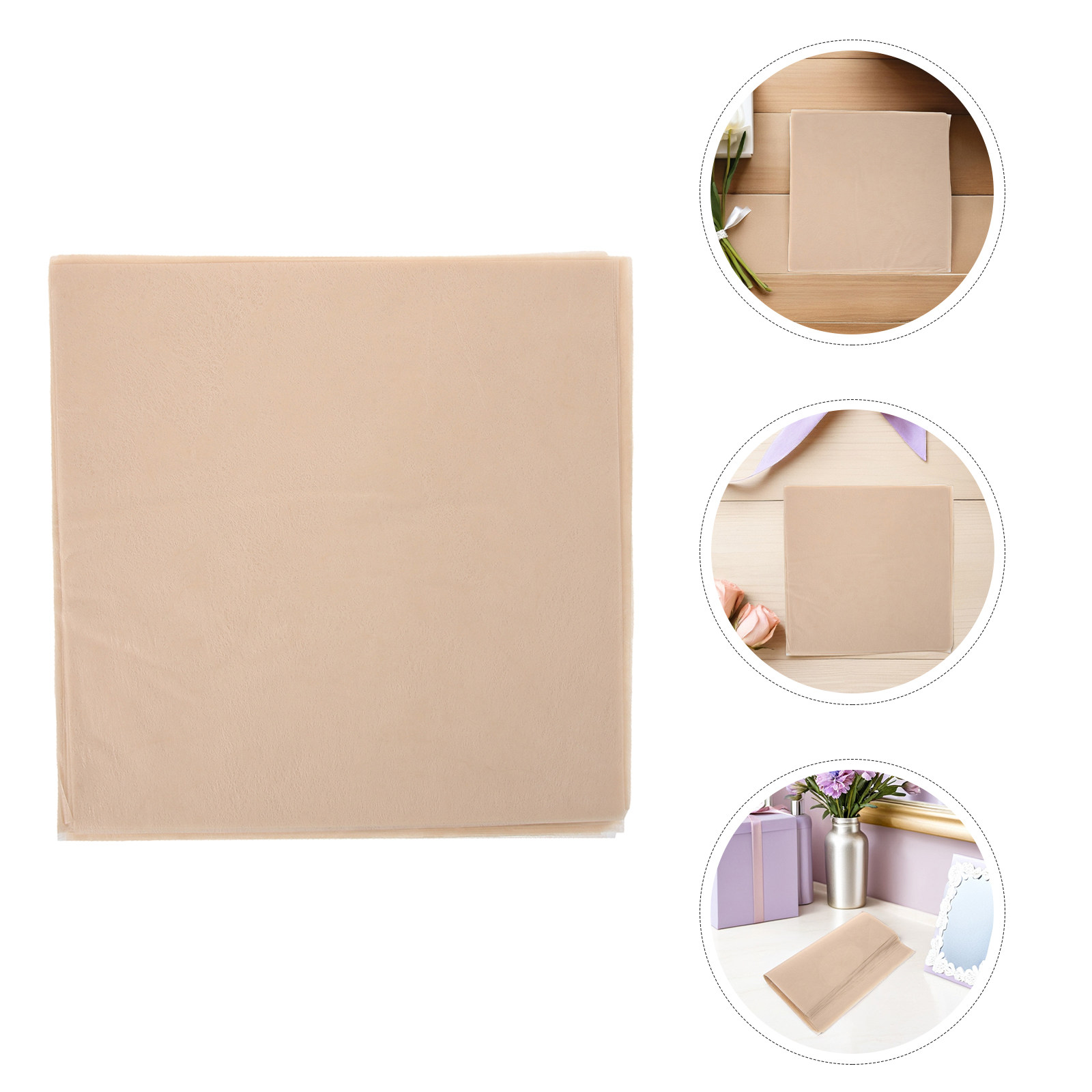 Florist Supply Paper - กระดาษห่อดอกไม้กันน้ำ 100 แผ่น สีเบจ กระดาษทิชชูสำหรับจัดช่อดอกไม้แบบยับมือ สำหรับอุปกรณ์จัดดอกไม้