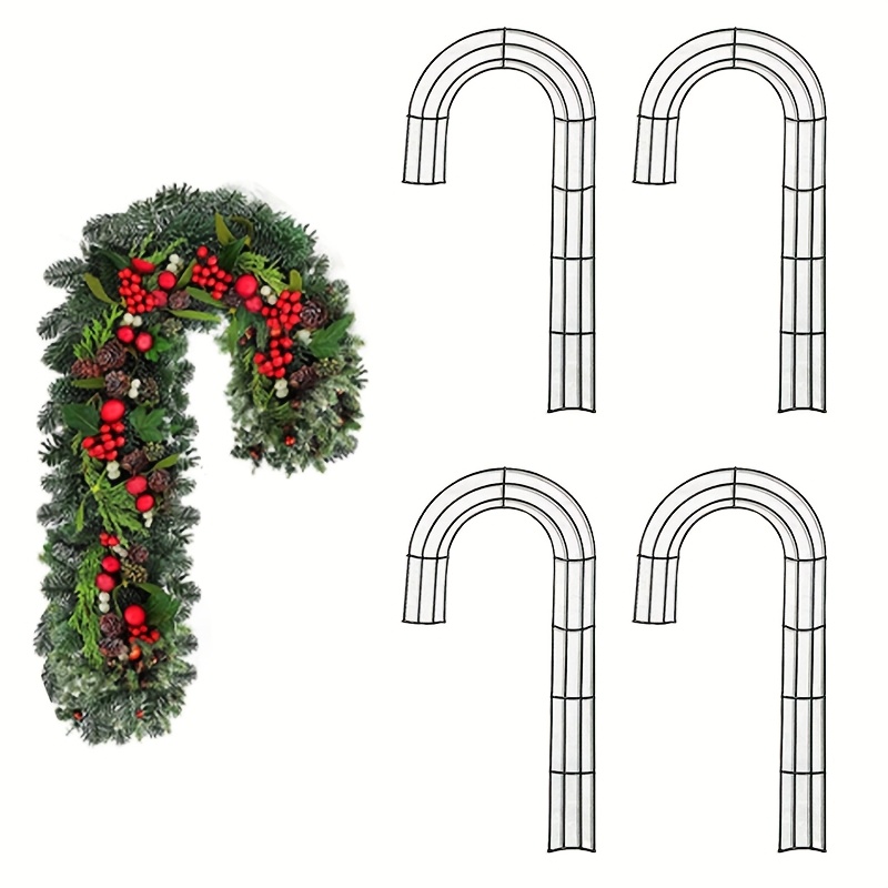 Wreath Form Wire - 1/2/4 ชิ้น โครงพื้นฐานพวงหรีดโลหะรูปตัว J สำหรับคริสต์มาส, แม่แบบสำหรับทำพวงหรีด