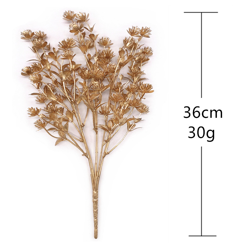 ดอกไม้ประดิษฐ์สีทองสีเงิน ใบไม - Dried Flower Bunch บทวิจารณ์และราคา