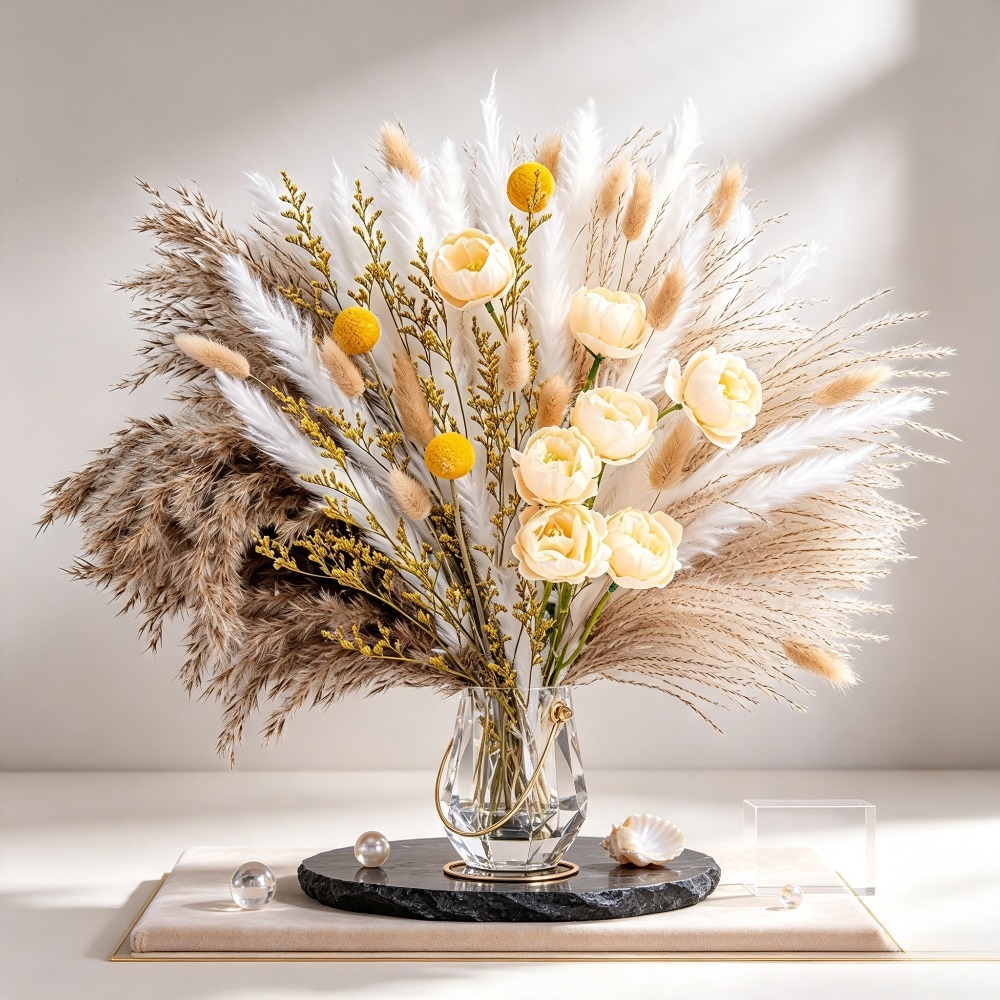 ช่อดอกไม้แห้งผสม, แพมพัสกราส,  - Dried Flower Bunch บทวิจารณ์และราคา